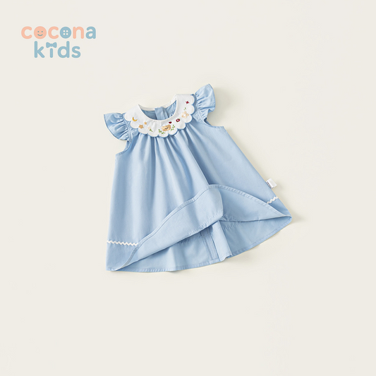フリル刺繍 女の子 ワンピース 半袖 ベビー 夏服